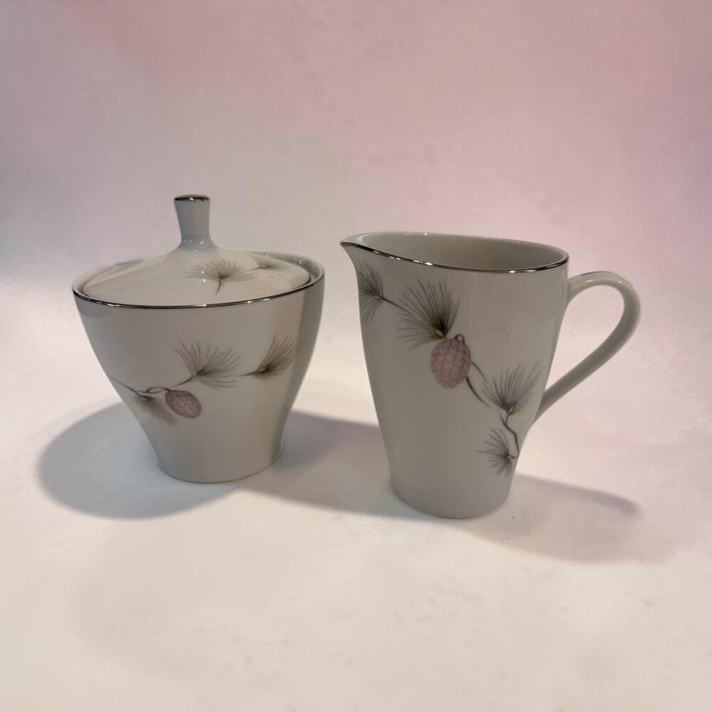 VTG Mikasa Wood Song Pine Creamer & Covered Sugar Fine China